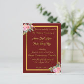 Elegant Red and Gold Invitation Uitnodiging Briefkaart (Staand voorkant)