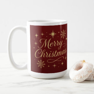 Elegant Red and Gold Merry Christmas Festive Koffiemok