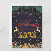 Elegant Red and Gold Merry Kerstmis 2023 Feestdagenkaart (Voorkant)