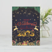 Elegant Red and Gold Merry Kerstmis 2023 Feestdagenkaart (Staand voorkant)