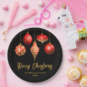 Elegant Red and Gold Ornament Christmas Papieren Bordje (Feest)