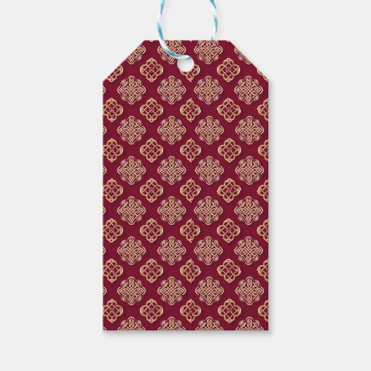 Elegant Red and Gold Pattern Design Cadeaulabel (Voorkant)