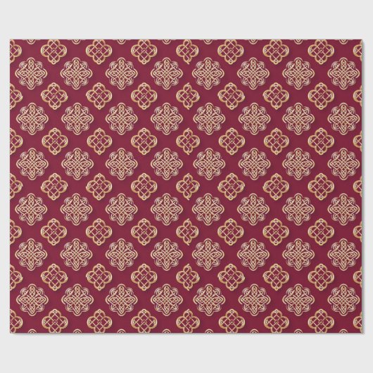 Elegant Red and Gold Pattern Design Cadeaupapier (Vlak)