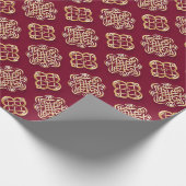 Elegant Red and Gold Pattern Design Cadeaupapier (Hoek)