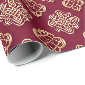 Elegant Red and Gold Pattern Design Cadeaupapier (Rol Hoek)