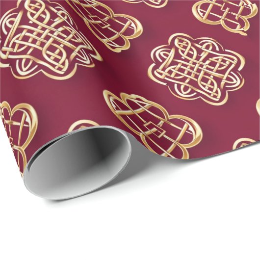Elegant Red and Gold Pattern Design Cadeaupapier (Rol Hoek)