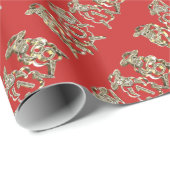 Elegant Red and Gold Sheep Happy Nieuwjaar 2018 Cadeaupapier (Rol Hoek)