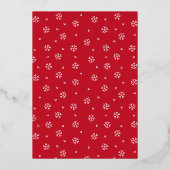 Elegant Red and Gold Snowflake Holiday Party Folie Uitnodiging (Achterkant)