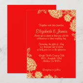 Elegant Red and Gold Wedding Invitations Kaart (Voorkant / Achterkant)