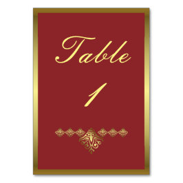 Elegant Red and Gold Wedding Table Kaart