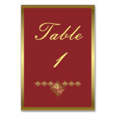 Elegant Red and Gold Wedding Table Kaart (Voorkant)