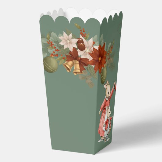 Elegant Red and green Floral Christmas Bedankdoosjes (Achterkant)