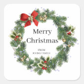 Elegant Red and Green Merry Christmas Typography Vierkante Sticker (Voorkant)