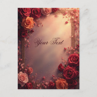 Elegant Red and Pink Wedding Roses Briefkaart