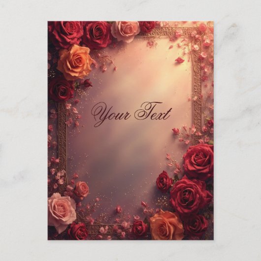 Elegant Red and Pink Wedding Roses Briefkaart (Voorkant)