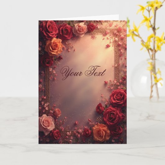 Elegant Red and Pink Wedding Roses Kaart (Gele Bloem)