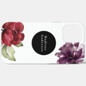 Elegant Red and Plum Waterverf Floral met naam Case-Mate iPhone Case (Achterkant (horizontaal))