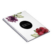 Elegant Red and Plum Waterverf Floral met naam Notitieboek (Rechterzijde)