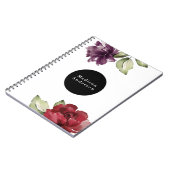 Elegant Red and Plum Waterverf Floral met naam Notitieboek (Linkerzijde)