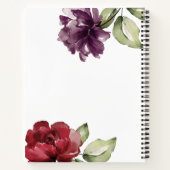 Elegant Red and Plum Waterverf Floral met naam Notitieboek (Achterkant)