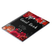 Elegant Red and Silver Flowers Birthday Guest Book Notitieboek (Linkerzijde)