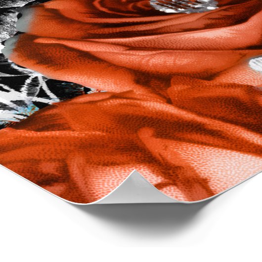 Elegant Red and Silver Flowers Birthday Part Poster (Hoek)