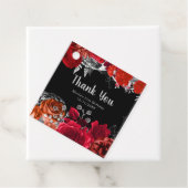 Elegant Red and Silver Flowers Birthday Party Bedankjes Labels (In situ)