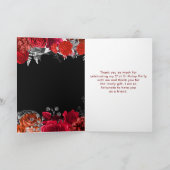 Elegant Red and Silver Flowers Birthday Party Bedankkaart (Binnen)