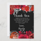 Elegant Red and Silver Flowers Birthday Party Bedankkaart (Voorkant)