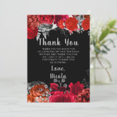 Elegant Red and Silver Flowers Birthday Party Bedankkaart (Staand voorkant)