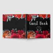 Elegant Red and Silver Flowers Birthday Party Gastenboek (Volledig)
