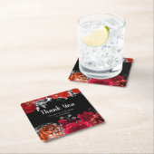 Elegant Red and Silver Flowers Birthday Party Kartonnen Onderzetters (Insitu)