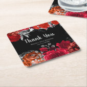 Elegant Red and Silver Flowers Birthday Party Kartonnen Onderzetters (Schuin)