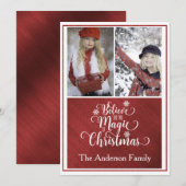 Elegant Red and White-kerstfotokaart Feestdagenkaart (Voorkant / Achterkant)