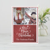 Elegant Red and White-kerstfotokaart Feestdagenkaart (Staand voorkant)