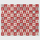 Elegant red and white merry Christmas  Cadeaupapier (Vlak)