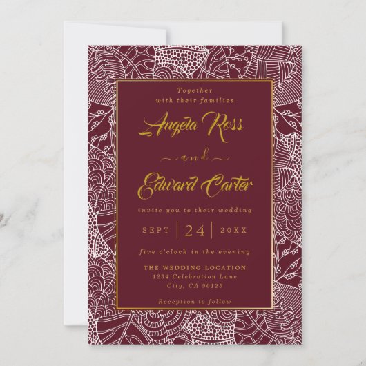 Elegant Red and White Pattern Weddenschap Save The Date (Voorkant)