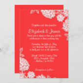 Elegant Red and White Wedding Invitations Kaart (Voorkant / Achterkant)