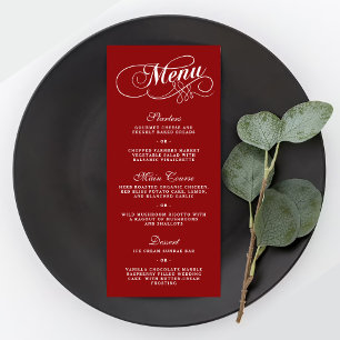 Elegant Red and White Wedding Menu Sjablonen