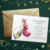 Elegant Red and White Wine Dance Engagement Party Kaart
