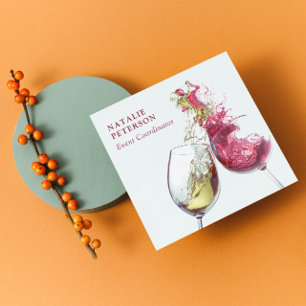 Elegant Red and White Wine Dance Event Coordinator Vierkante Visitekaartje