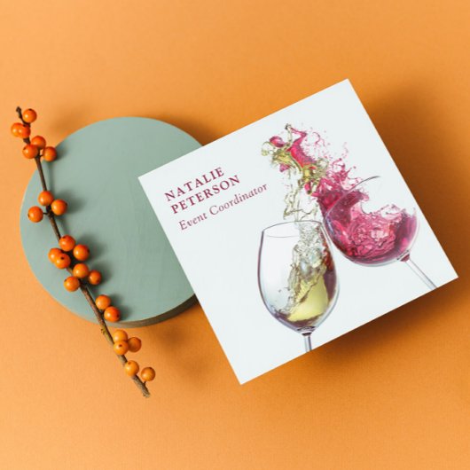 Elegant Red and White Wine Dance Event Coordinator Vierkante Visitekaartje