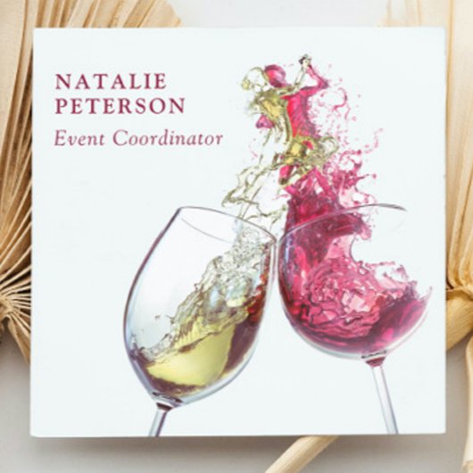 Elegant Red and White Wine Dance Event Coordinator Vierkante Visitekaartje