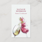 Elegant Red and White Wine Dance Event Coordinator Visitekaartje (Voorkant)