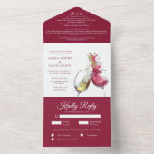 Elegant Red and White Wine Dance Wedding All In One Uitnodiging (Binnen)