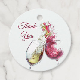 Elegant Red and White Wine Dance Wedding Bedankjes Labels