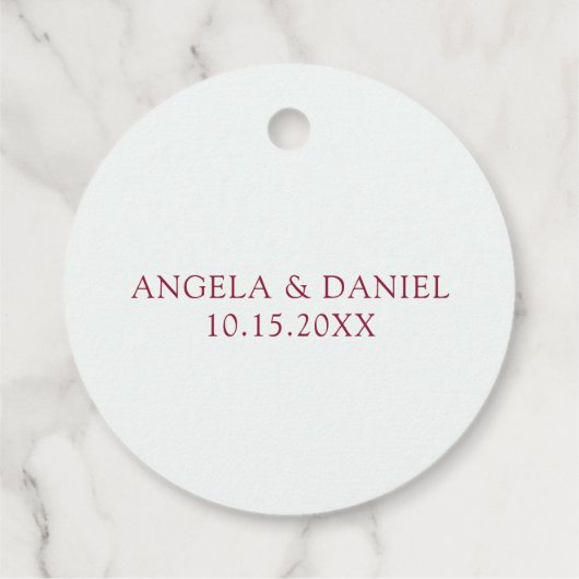 Elegant Red and White Wine Dance Wedding Bedankjes Labels (Achterkant)