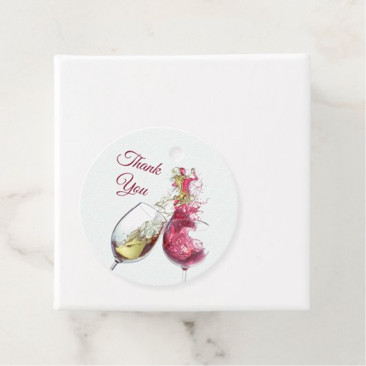 Elegant Red and White Wine Dance Wedding Bedankjes Labels (In situ)