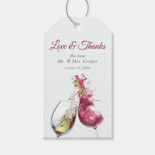 Elegant Red and White Wine Dance Wedding Cadeaulabel (Voorkant)