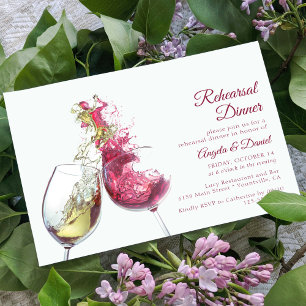 Elegant Red and White Wine Dance Wedding Informatiekaartje